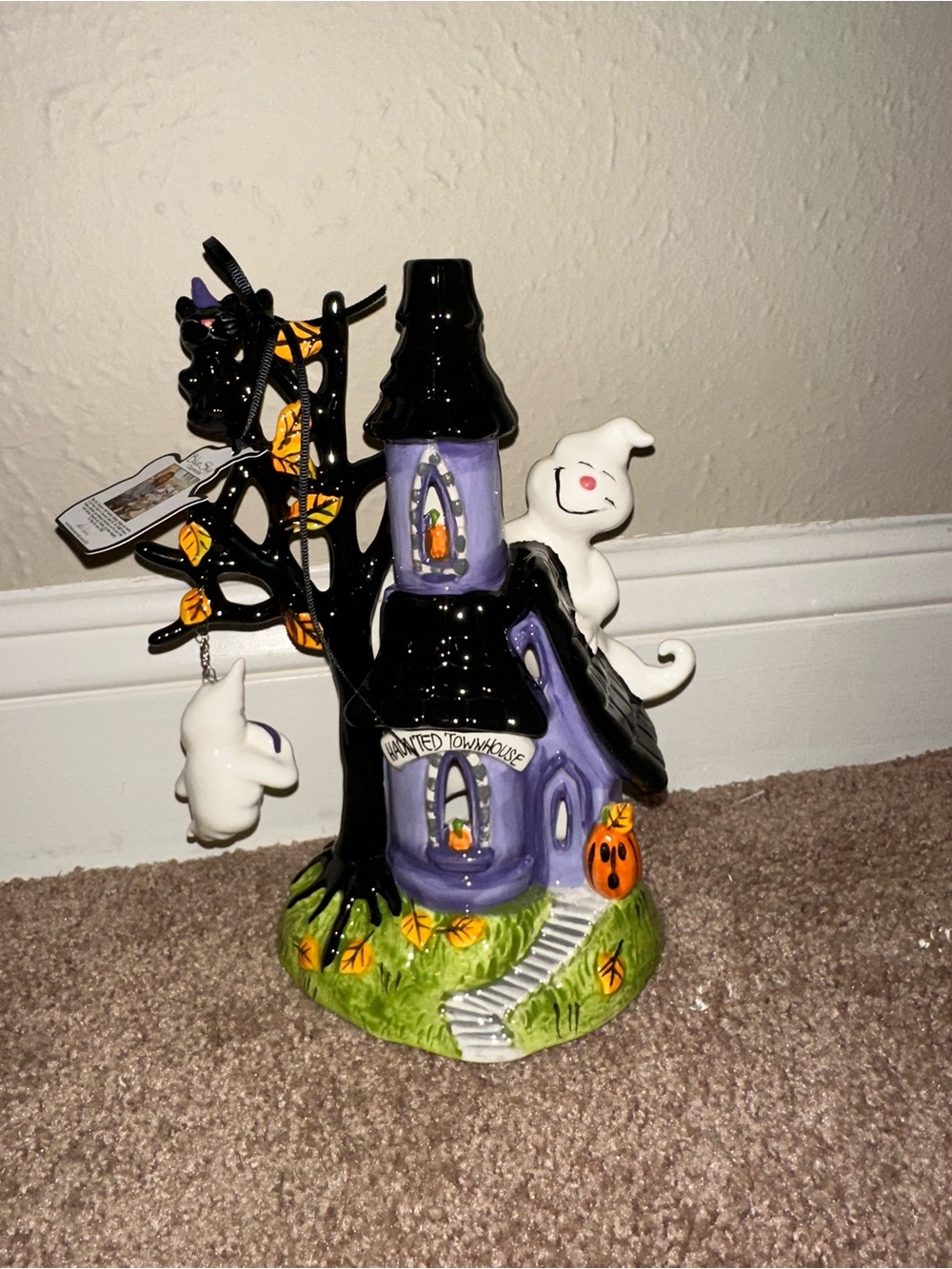 Blue Sky Clayworks HALLOWEEN "HAUNTED TOWNHOUSE." T-Lite Candle House NWT